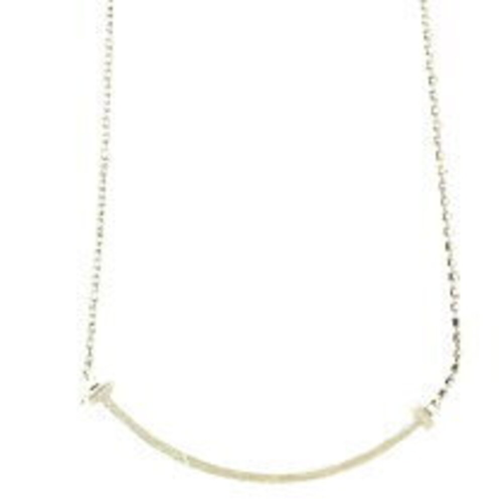 Tiffany Co T Smile Necklace Silver White Gold